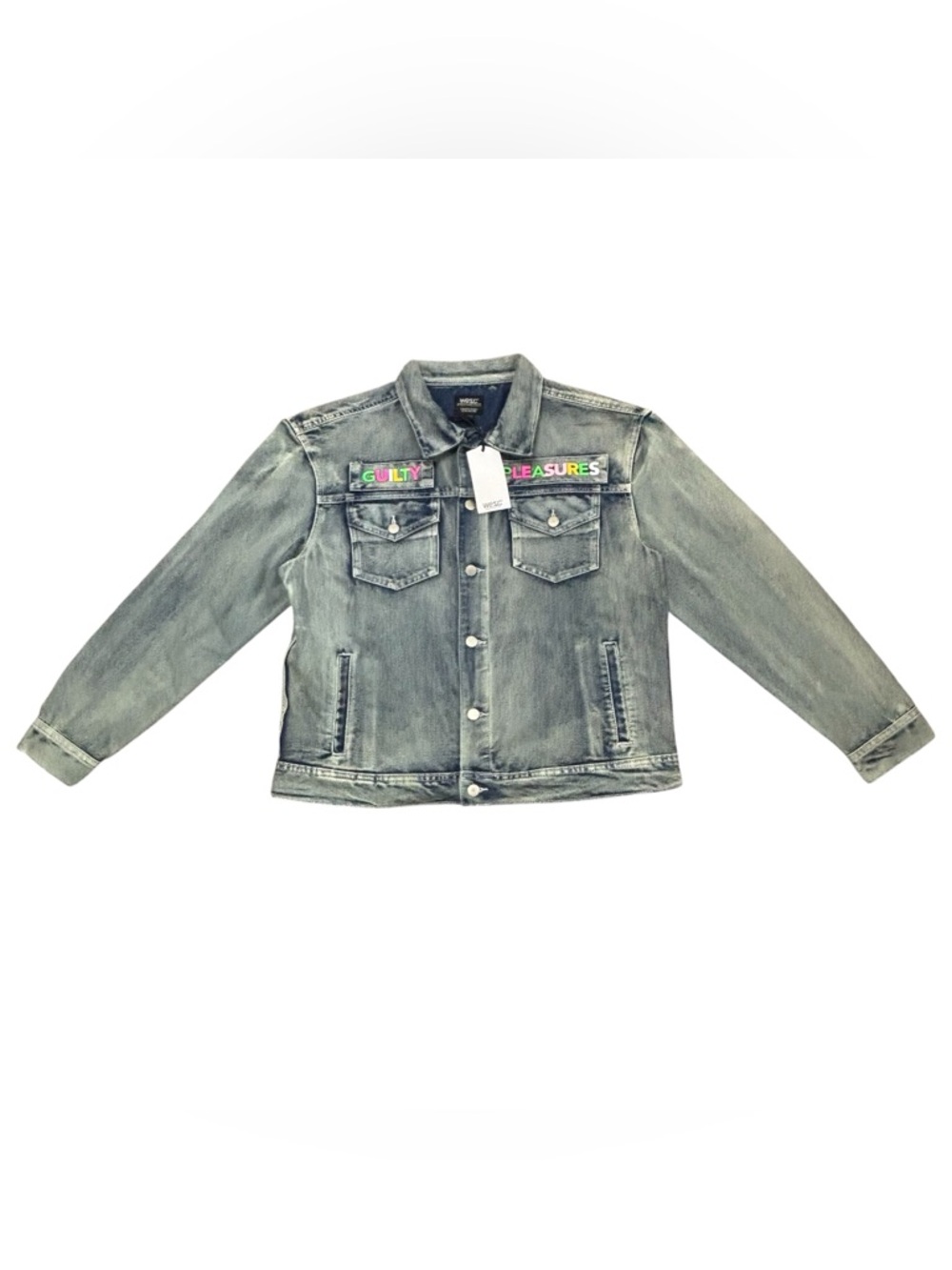 WESC Men's 100% Denim Jacket Cool Urban Graffiti Streetwear  Hip Hop Designer